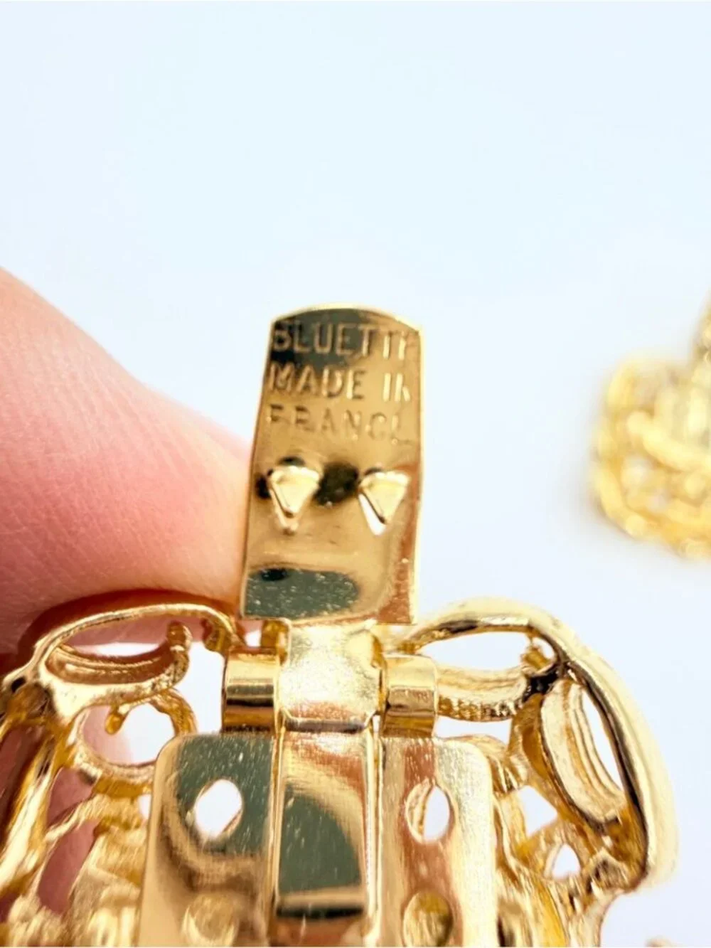 Vintage Bluette Made in France Gold Tone Dress Clips Pair